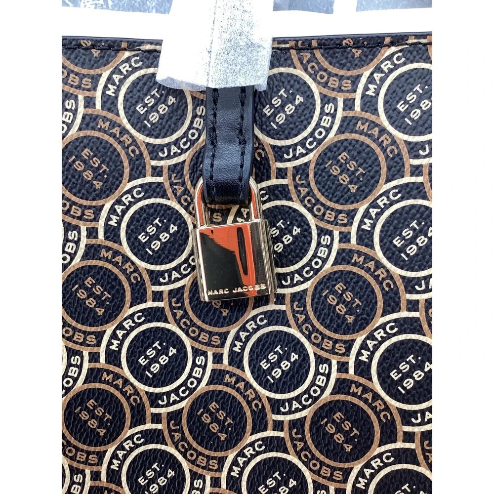 Marc Jacobs Monogram Mini Tote Bag Black Multi H003M12FA22-002 with Card Case